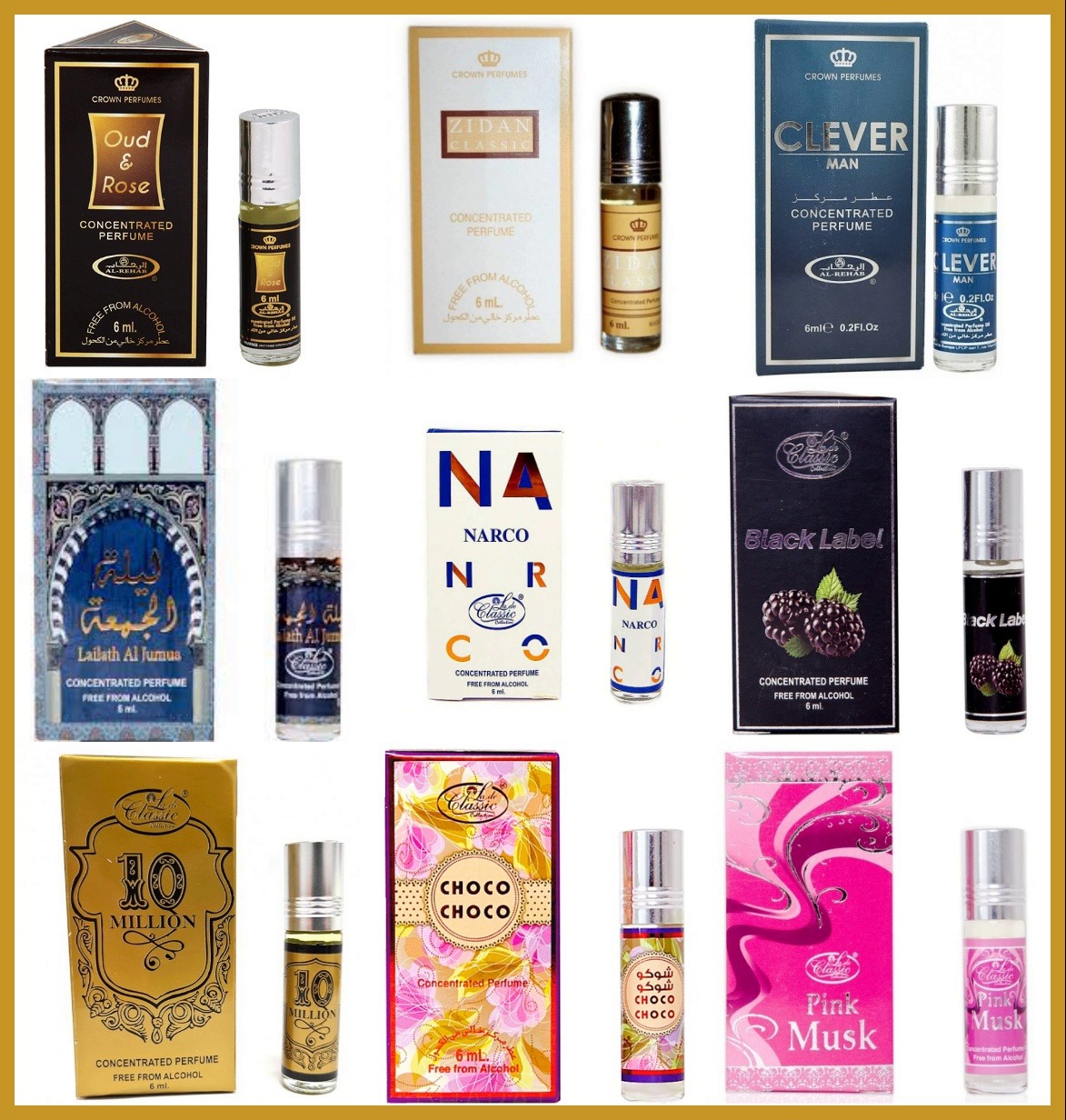 Подборка AL REHAB с ароматами Oud and Rose, Clever Man, Choco Choco и Pink Musk